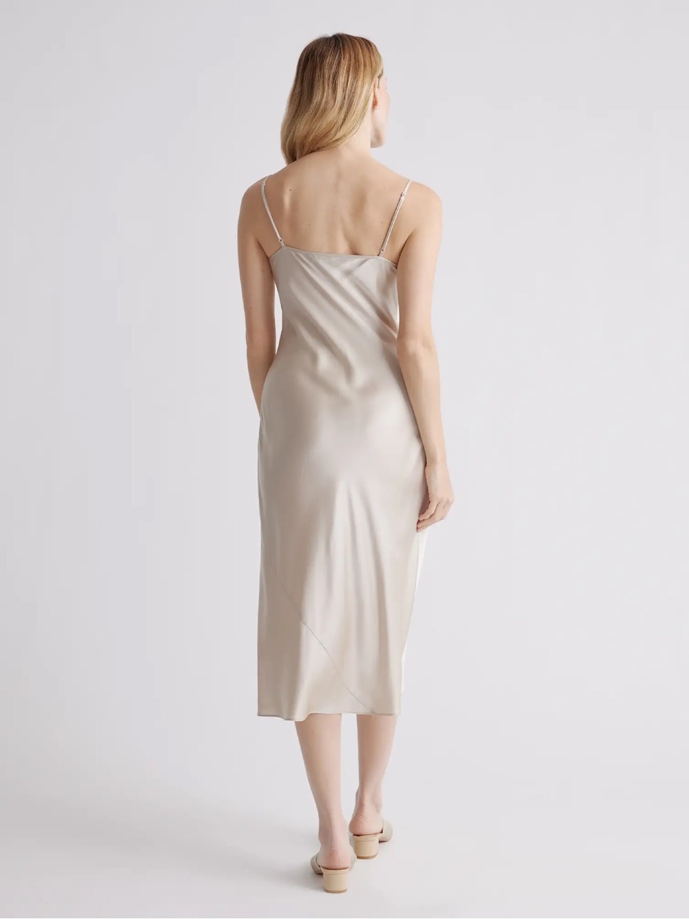 Quince 100% Washable Silk Midi Slip Dress Champagne size M - Picture 7 of 13